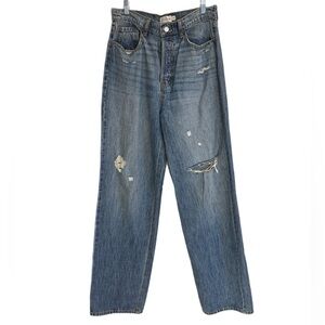 CELLO light wash high rise distressed wide leg jeans